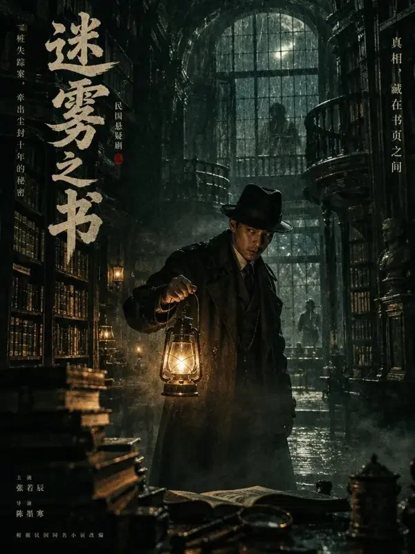 夜雨书 - 星芽短剧 短剧《夜雨书》复古风海报封面